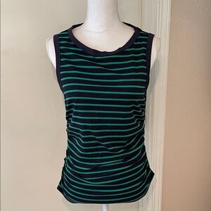 “Shein” Striped Green and Navy Sleeveless Top!
